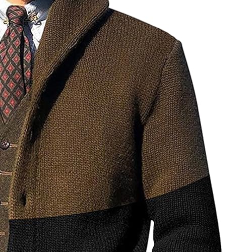Mens Color Block Cardigan Sweaters Shawl Collar Button Down Cardigans with Pockets Casual Knitted Sweater Outerwear3