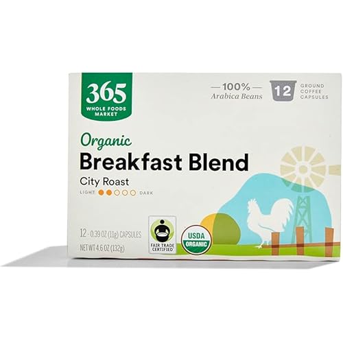 365 by Whole Foods Market Organic Morning Blend City Roast Coffee Pods, 12 Count