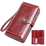 ❤ Ideale Geschenke: Die portmonee damen groß viele fächer kam in einem schone geschenkbox; Sehr schöne leder damen Geldbörse mit viele kartenfächern, eignet sich perfekt als Geschenk fur Weihnachts, Valentinstag, Oster, Geburtstags, Muttertag.
