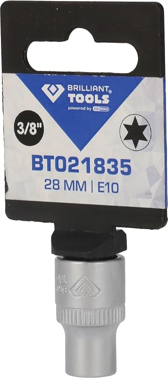 BRILLIANT TOOLS BT021835 3/8 Inch Torx Socket Spanner Insert 28 mm E10 [Powered by KS Tools]