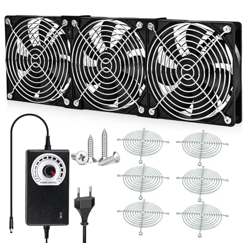 3 mini ventilatori di scarico 120 mm, DC12 V, con velocità regolabile, mini ventilatore di aspirazione 3000 giri/min, ventola assiale, ventola radiale da 12 V, ventilatore di alimentazione per tenda