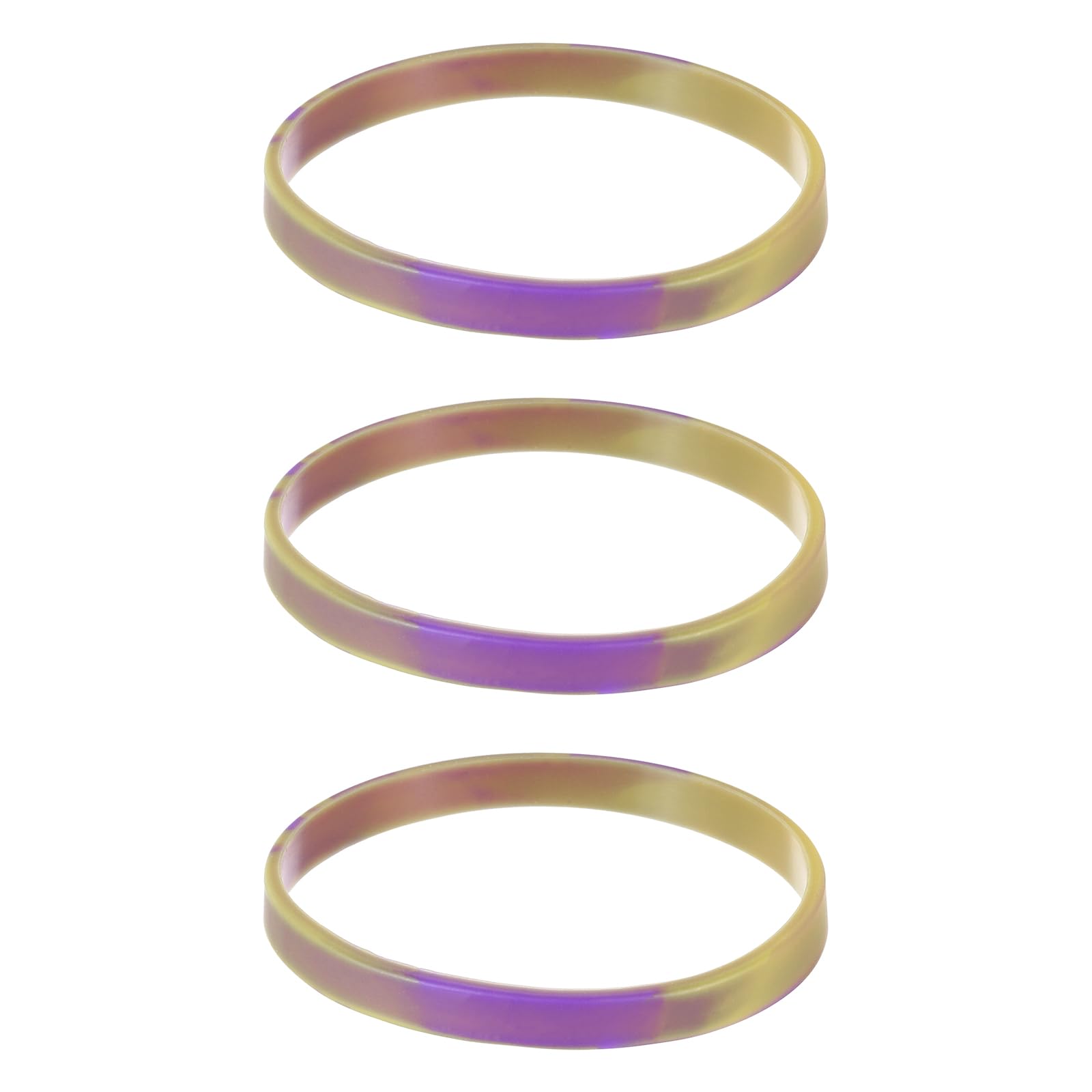 sourcing map Bracelets Wristbands 1/4 Inch Width for Sports Club,Group Games,Party Favors Fashion Party Sports Accessories,Plain Solid Color Wristbands,Purple,Yellow Pack of 3 โ image 1