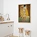 wall26 Framed Canvas Print Wall Art The Kiss by Gustav Klimt People Historic Illustrations Fine Art Traditional Scenic Colorful Multicolor Ultra for Living Room, Bedroom, Office - 16