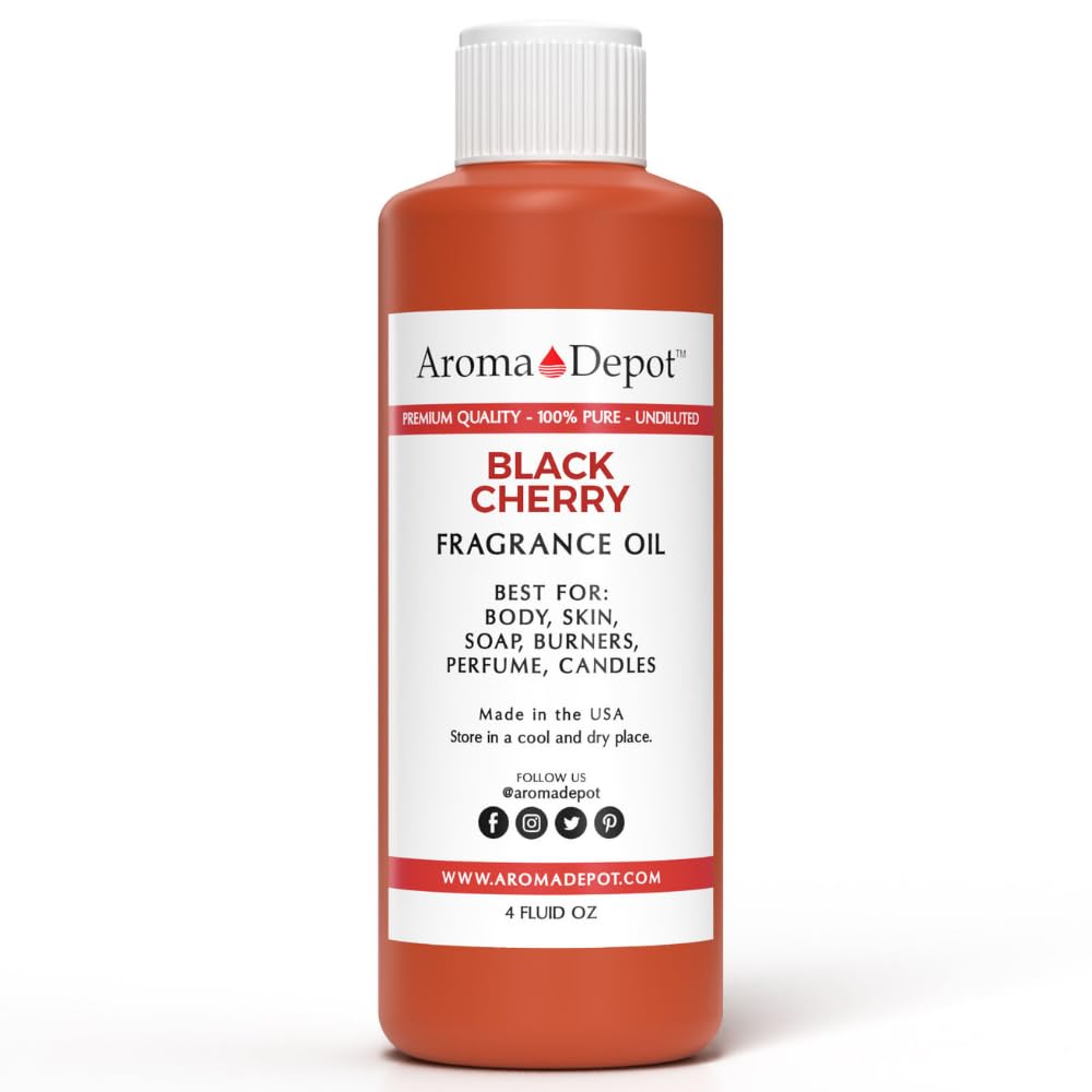 Aroma Depot 4 fl oz Black Cherry Fragrance Oil – Scent for Candle Making, Soap Making, Wax Melts, Diffusers, Body Oil Blends &amp; Incense (120ml)