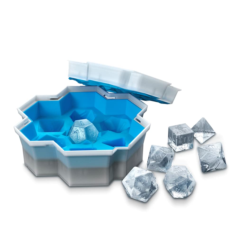 DND Dice Ice Mold, Easy-Release Silicone & Flexible Silicone 7-Ice Cube Tray for Cocktail, Freezer, Stackable Ice Trays with Covers for Dungeons and Dragons D&D Fruit/Juice/Mint/Coffee Dice