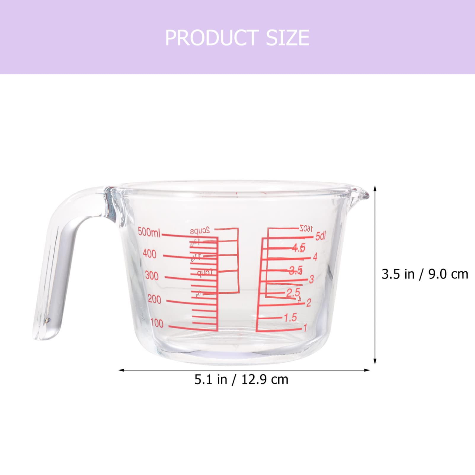 Tasse à mesurer en Verre de 500 ML, pichet gradué pour mesurer et mélanger, pichet à mesurer, Tasses à café au Lait, Outil de Cuisine, Boulangerie pour liquides de cuisin