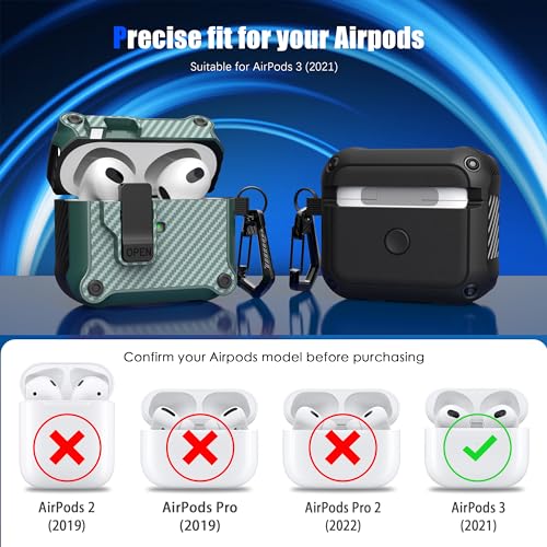 Image of RFUNGUANGO AirPods 3 Case with Lock Magnetic Lid, Green