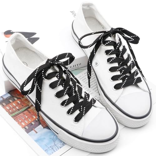 Image of Flat Shoelaces Multicolor Twill Point Thick Shoe Lace Shoestring 2 Pair