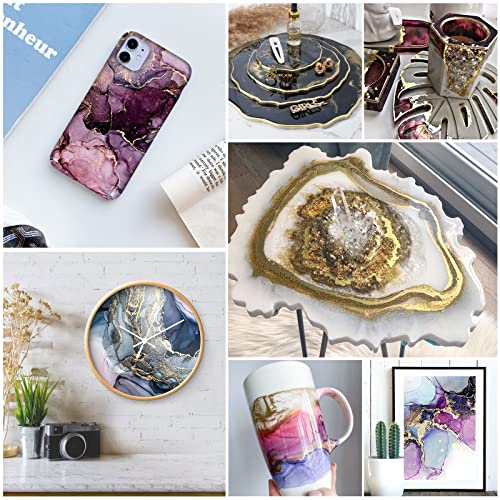 Htvront Metallic Alcohol Ink Set - 24 Vibrant Metal Colors Alcohol-Based Inks, Concentrated Shimmer & Easy To Mix Metallic Alcohol Ink For Epoxy Resin, Yupo, Painting, Tumbler Cups - 10Ml/0.35Oz Each #TOP2