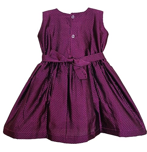 Girl's Indian Traditional Ethnic Wear Reshim Cotton Khan Shoulder Side Freel Frock2