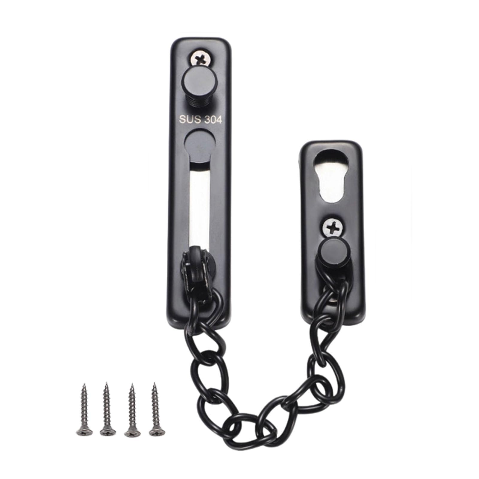 Sodeber Black None Drill Security Door Latchses Buckle Stainless Steel Chain For Indoor Anti-Theft Door Latches Buckle