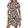 AUSELILY Kleider Damen Sommer Kleider mit V-Ausschnitt Knielang Elegant und Kordelzug Leicht und Luftig mit Taschen Gefleckter Leopard XL