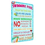 Photo Gallery targa in metallo con scritta "no running no pushing no pising", divertente cartello di benvenuto per piscina, spiaggia, decorazioni per esterni, 30,5 x 45,7 cm Photo Gallery targa in metallo con scritta "no running no pushing no pising", divertente cartello di benvenuto per piscina, spiaggia, decorazioni per esterni, 30,5 x 45,7 cm