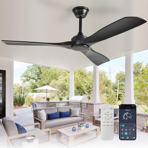 Depuley Leise Deckenventilator ohne Licht für Außen: 132CM Ventilator mit Fernbedienung und APP für Terrasse Garten - Groß Deckenventilator,...
