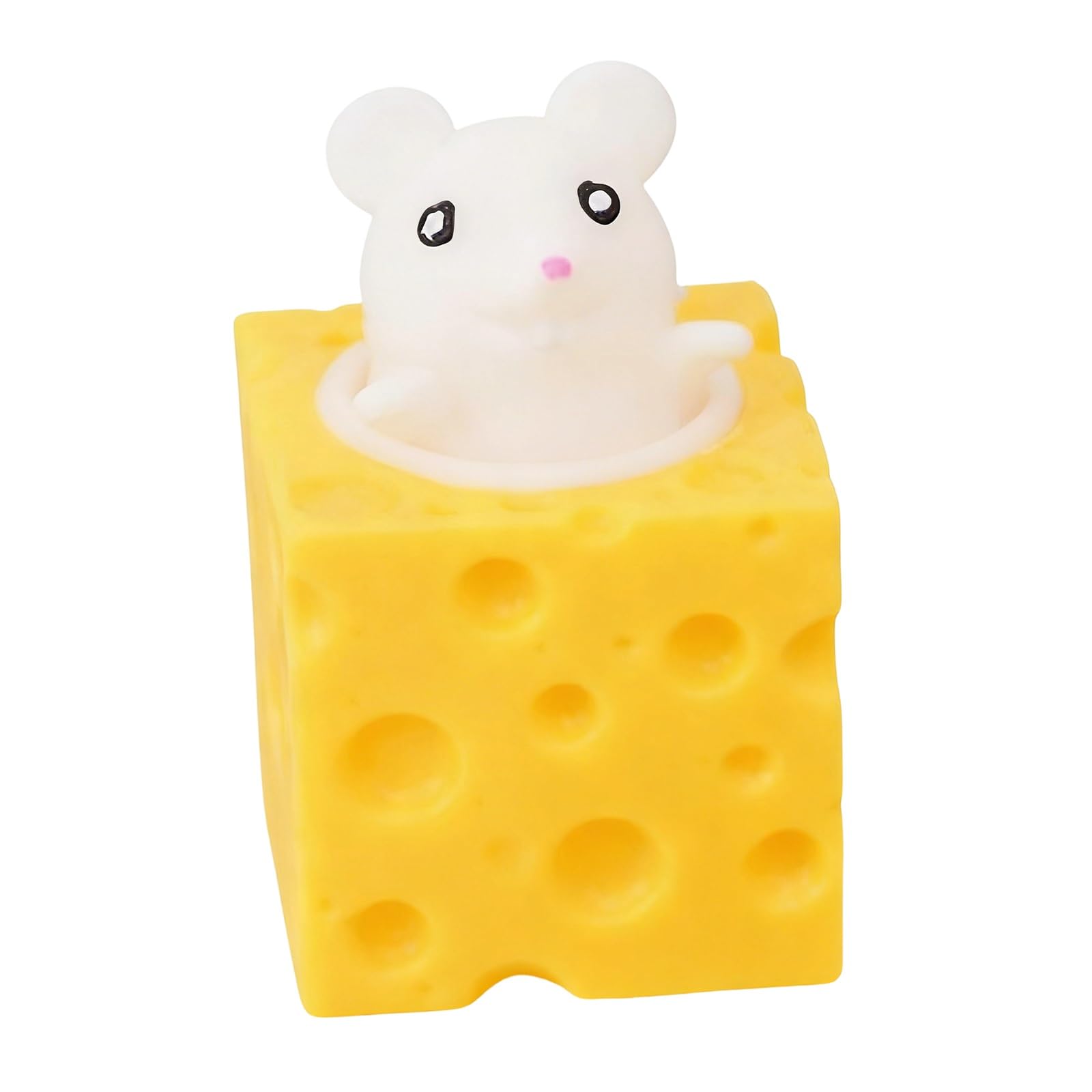 Cheese Mouse Squishy Stress Toy, Quick Rebound Vinyl Material, Funny Prank & Gift for Kids Adults