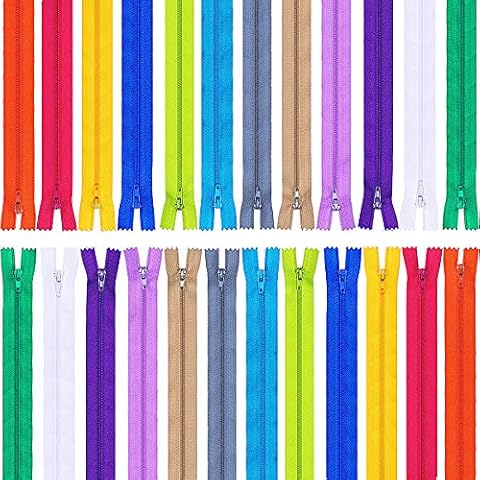 Mcree 50-Pack Nylon Coil Zippers Bulk, Closed End for Tailor Sewing Crafts 25 Colors Nylon Zippers, 25 Colors (16 inch) Cover