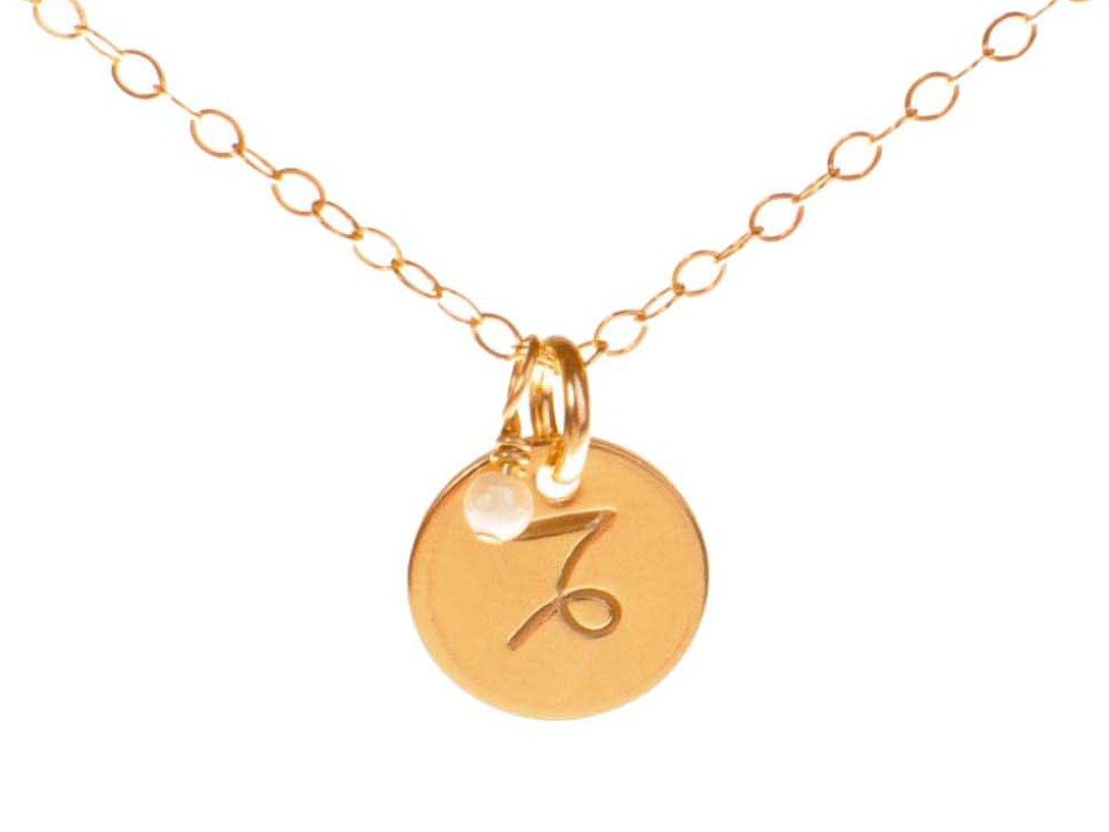 EFYTAL Capricorn Necklace - Tiny Gold Filled Simple Zodiac Sign with Birth Month Charm, Zodiac Horoscope Pendant
