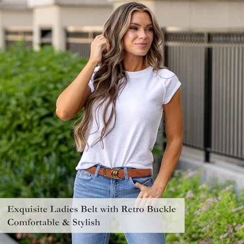 Brown Belt for Women Fashion Womens Casual Belts Ladies Stylish Waist Belt with Vintage Buckle for Jeans Pants3