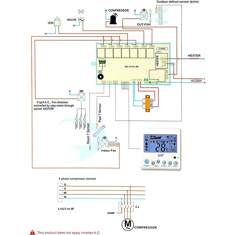 REPORSHOP - Universal Placa Control Aire Acondicionado Qd-U12A