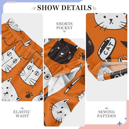 Cute Cats Orange Red Boys Pants for Kids Jogger Pants with Pockets S-XL4