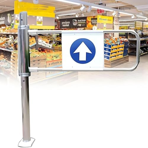 Automatic Swing Gate, One-Way Door with Spring-Loaded Safety Barrier, 90° Metal Access Gate for Supermarkets, Parks, Libraries & Stores (Left Opening, 70x100cm) - Durable Security Solution