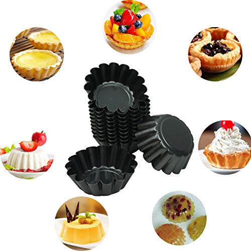 Proshopping 12 Packs Min Egg Tart Pan, Non-stick Carbon Steel Egg Tart Molds,Tartlet Tins,Mini Pie Mould, Muffin Cupcake Pudding Baking Cup Maker - for Pies, Chinese Egg Tart, Cakes (Size 2.6"x 0.9")