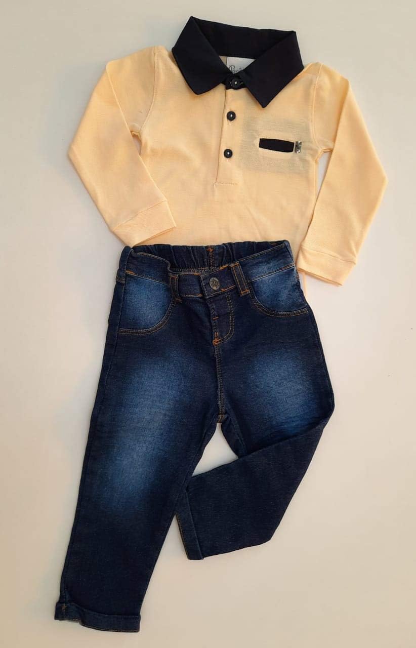 Conjunto Bebe Menino Calca Jeans Body Manga Longa Amazon Com Br