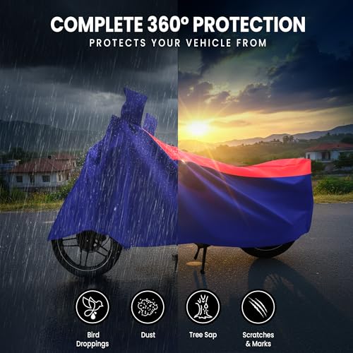 Image of Robustt Bike Cover for Dust with UV Protection, Universal Fit (125cc to 150cc), Water Resistant & All Weather Protection with Two Wheeler Cover | Keeps Bike Cool | Perfect Bike Body Cover