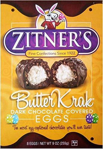 Zitner's Butter Krak Eggs, Dark Chocolate Covered Eggs, 8 Count Box (Total 9 Ounces)