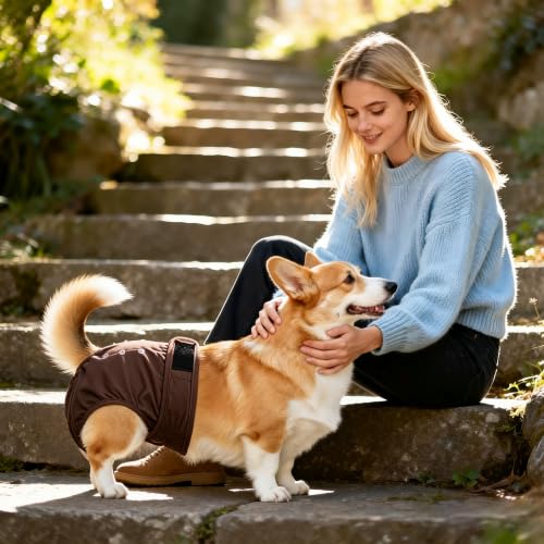 Image of Washable Reusable Female Dog Diapers(5 Pack) Small Medium Large Doggie Puppy & Doggy Dog Diaper, Period Panties in Heat Small Gray-Brown