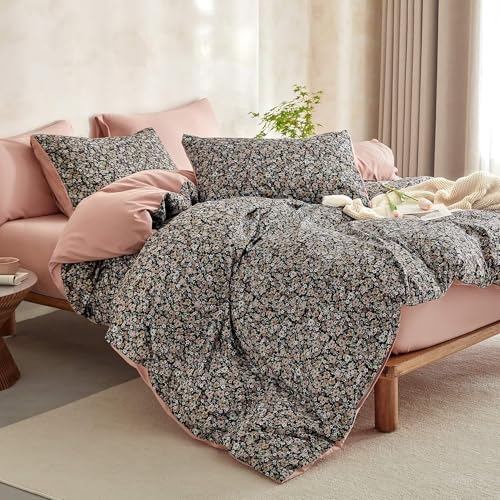 Wake In Cloud - Floral Comforter Set, Cute Vintage Flower Cottagecore Aesthetic for Women Teen...