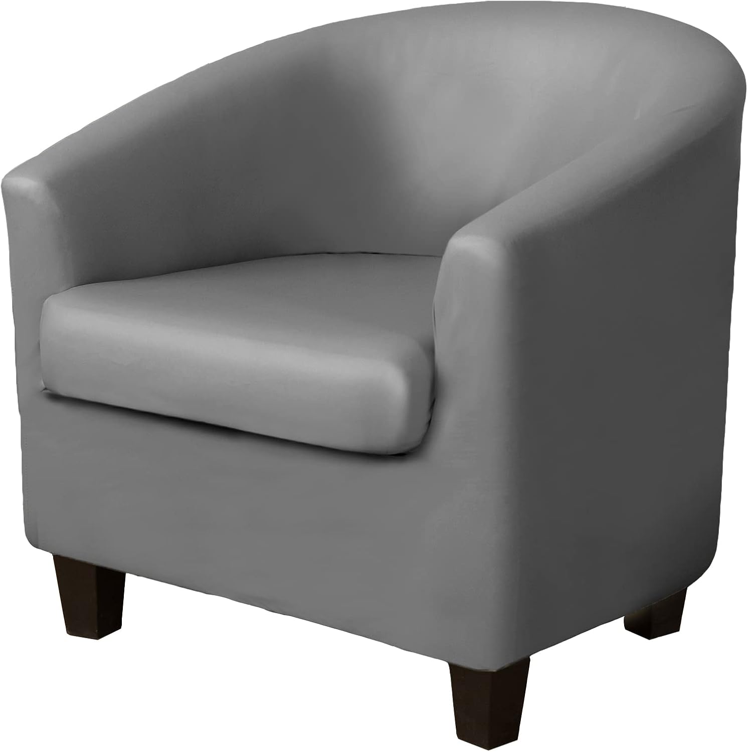 2-Piece Club Chair Slipcover PU Leather with Cushion Cover, Stretch Waterproof Tub Chair Cover, Removable Armchair Furniture Protector for Living Room -Yellow