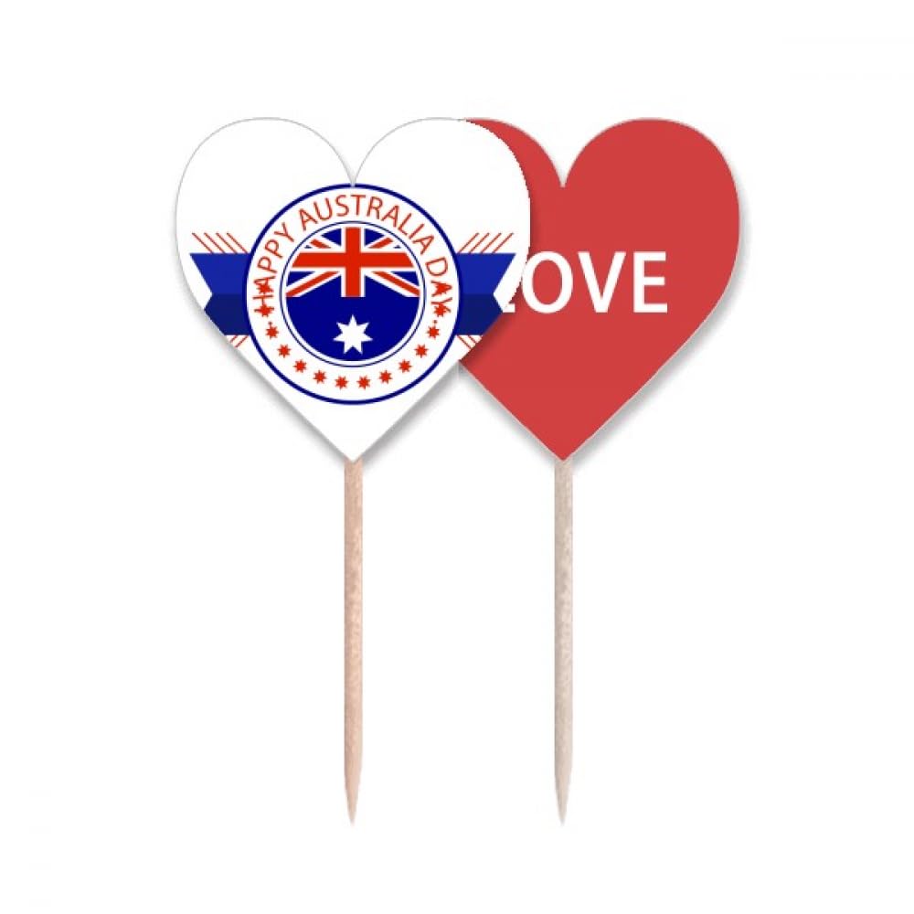 Cure-dents drapeau australien cupcake pick love heart pour décoration buffet