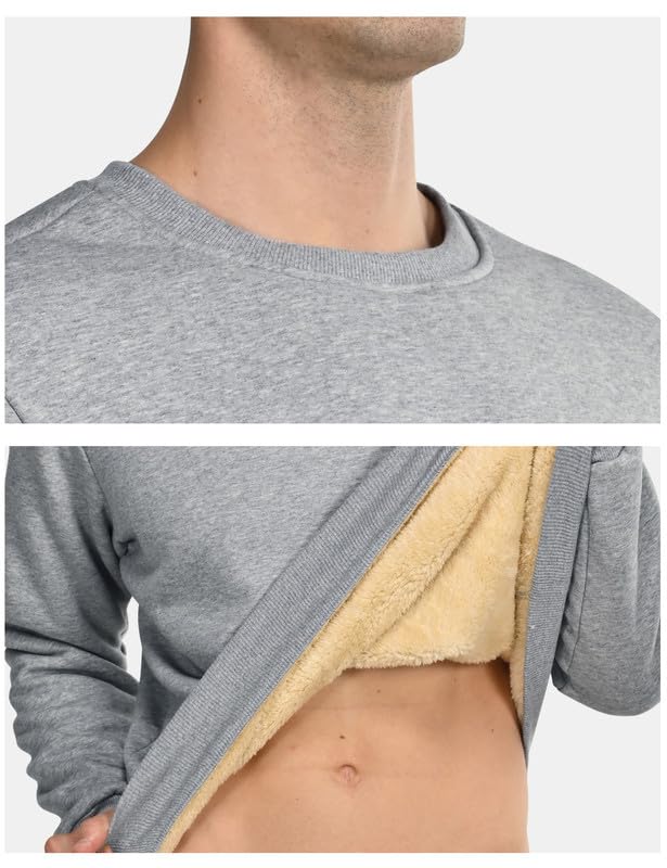 HFDWYJ Felpa Uomo Senza Cappuccio Inverno Girocollo Termico Foderato in Pile
