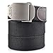 Men's Canvas Web Belt Military Style With Nickel Free Buckle & 50"Long(Black)