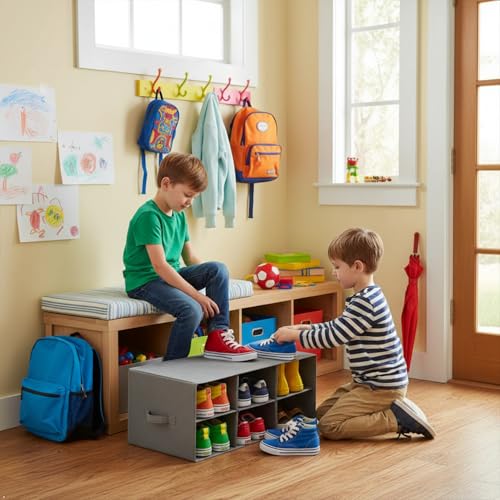 Image of Sorbus Shoe Cubby, Foldable 6-Section Organizer