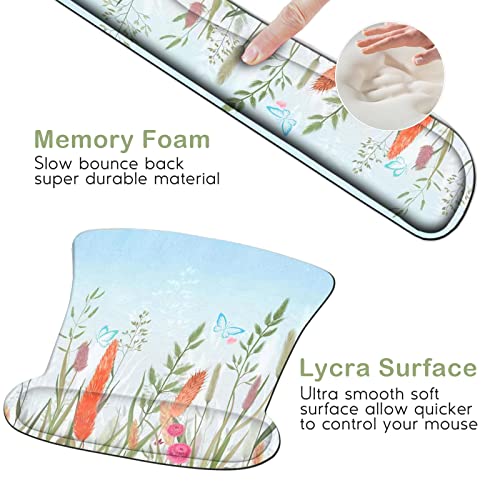 Ergonomic Mouse Pad with Wrist Support Gel, DINKY Upgraded Keyboard Wrist Rest Pad Set, Lovely Coaster with Non-Slip PU Base Mouse Pads for Working, Gaming and Family-Weeds Palnts — view 4