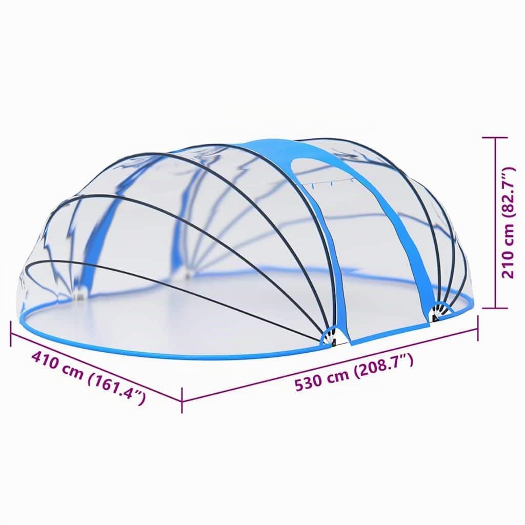 vidaXL Pooldach Pavillion Zelt Gartenpavillion Überdachung Gartendach Cabrio Dome Poolüberdachung für Aufstellpool Oval 530x410x210cm