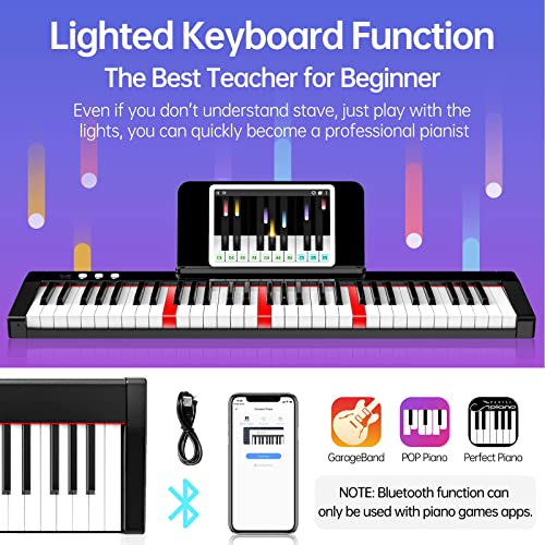 Keyboard mit Leuchttasten Terence Piano 61 Tasten für Einsteiger