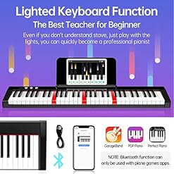 TERENCE Piano Numerique 61 Touches semi-lestées avec Stands Touches Lumineuses Batterie Intégré de 1800mAh interface… - Les Beatles, Paul McCartney, John Lennon, RIngo Starr, George Harrison TERENCE Piano Numerique 61 Touches semi-lestées avec Stands Touches Lumineuses Batterie Intégré de 1800mAh interface… – Image 5