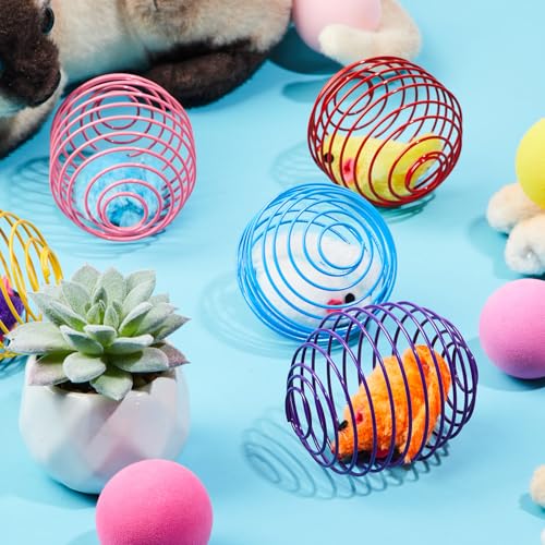 image for Jecery 5 Pcs Halloween Cat Spring Balls Toys Stretchable Rolling Balls