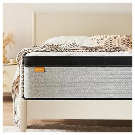 King Mattress, Jingxun 12 Inch Spring Mattress Medium Firm with Pocket Coil, Hybrid Innerspring Mattress with High Density Foam Compressed in a Box(76''*80''*12'')