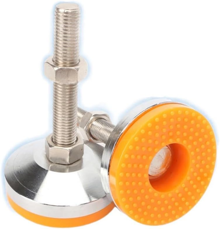 Heavy Duty Stainless Steel Leveling Feet for M16, Adjustable Furniture Support Pads with Non-Slip Shock Absorber Glides, Orange Machine Foot Cups for(M16*100mm)