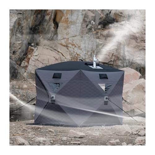 Ice Fishing Shelter Star Hub Tent Portable Pop Up Ice Fishing Angler Thermal Hub Shelter Tent sauna tent for Winter Shelters(Grey)