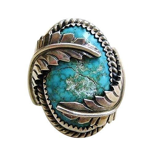 MuYiYi11 Vintage Ring, Leaves Covered with Artificial Turquoise Ring Wedding Engagement Jewelry Turquoise Color 9