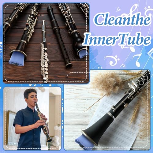 image for Wanmu 4Pcs Clarinet Swab Cloth, Pull Through Swab Instrument Cleaner C