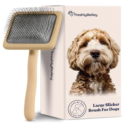 Freshly Bailey Slicker Dog Brush For Goldendoodles, Poodles, & Any Doodle Mix - Golden Doodle & Poodle Brush - For Medium to Long Hair Breeds - Detangle, Brush, & Fluff Like a Pro - Makes Coat Maintenance Easier