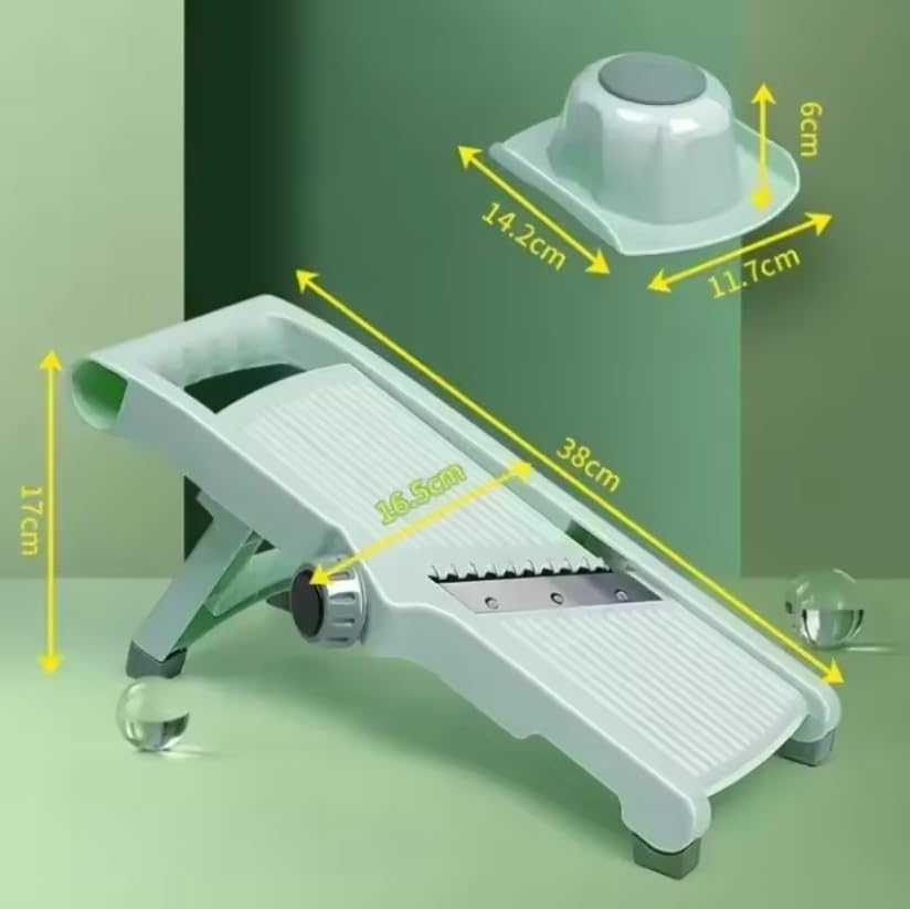 Adjustable Mandoline Slicer For Kitchen Safe Vegetable With Thickness Adjustment & Hand Guard Multifunctional Veggie Cutter For Onion Potato Carrot Fruit BPA-Free Dishwasher(No drain box)