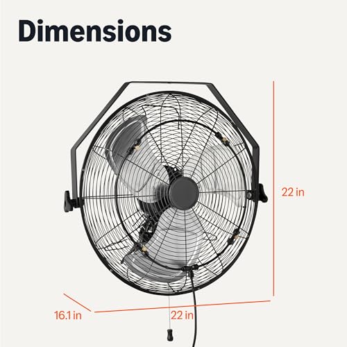 Image of Amazon Basics 18 inch Outdoor Heavy-Duty Misting Fan, Wall-Mounted, Industrial, Waterproof (IP44), With Tilt Head, Metal Blades, Dual Ball Bearing Motor, 3 Speeds Up to 1550 RPM and 3781 CFM, Black