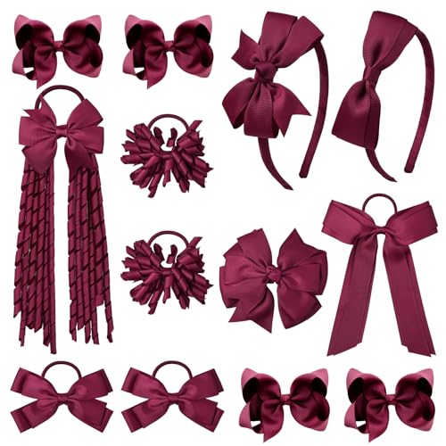 Set de accesorios para cabello escolar Burgundy 13 piezas
